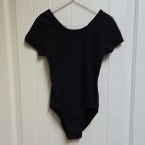 George Kids Cotton Black Short Sleeve Gymnastics Dance Cheer Bodysuit Medium